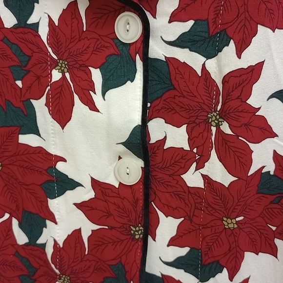 🆕 BED HEAD PAJAMAS WHITE WOMENS NIGHT GOWN / ROBE WITH RED POINSETTIA PRINT - Picture 5 of 11